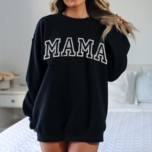 Load image into Gallery viewer, Retro Inspired Mama Crewneck Sweatshirt, Distressed Design, Mother&#39;s Day Gift for Mom Pullover, Trendy Varsity Distressed Letters Pullover
