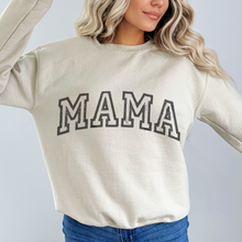 Load image into Gallery viewer, Retro Inspired Mama Crewneck Sweatshirt, Distressed Design, Mother&#39;s Day Gift for Mom Pullover, Trendy Varsity Distressed Letters Pullover
