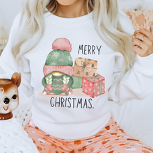 Load image into Gallery viewer, Merry Christmas Pastel Gnome Unisex Size Crewneck Sweatshirt, Hoodie or T-Shirt Hand Drawn Pink and Mint Pastel Gnome Christmas Design Gift
