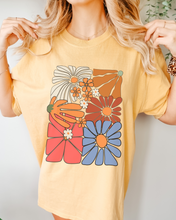 Load image into Gallery viewer, Always Free Shipping! Trendy Comfort Colors® Retro, Groovy, Flowers T-shirt, Spring or Summer Green, Pepper, Crimson, Yam, Mustard or White T-Shirt
