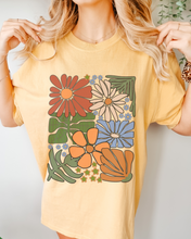 Load image into Gallery viewer, Always Free Shipping! Trendy Comfort Colors® Retro, Groovy, Flowers T-shirt, Spring or Summer Green, Pepper, Crimson, Yam, Mustard or White T-Shirt
