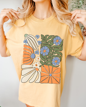 Load image into Gallery viewer, Trendy Comfort Colors® NY Retro, Groovy, Flowers T-shirt, Spring or Summer Green, Pepper, Crimson, Yam, Mustard or White T-Shirt
