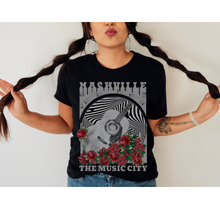 Load image into Gallery viewer, Nashville The Music City Comfort Colors® T-Shirt, Spring or Summer Tee, Gift for Mom, Retro-Inspired T-Shirt, Distressed Music Festival T-Shirt
