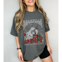 Load image into Gallery viewer, Nashville The Music City Comfort Colors® T-Shirt, Spring or Summer Tee, Gift for Mom, Retro-Inspired T-Shirt, Distressed Music Festival T-Shirt
