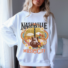 Load image into Gallery viewer, Retro Inspired Vintage Nashville Crewneck Sweatshirt, Distressed 70&#39;s Design, Nashville Music City Pullover, Trendy Music Shirt, Gift for Music Lover
