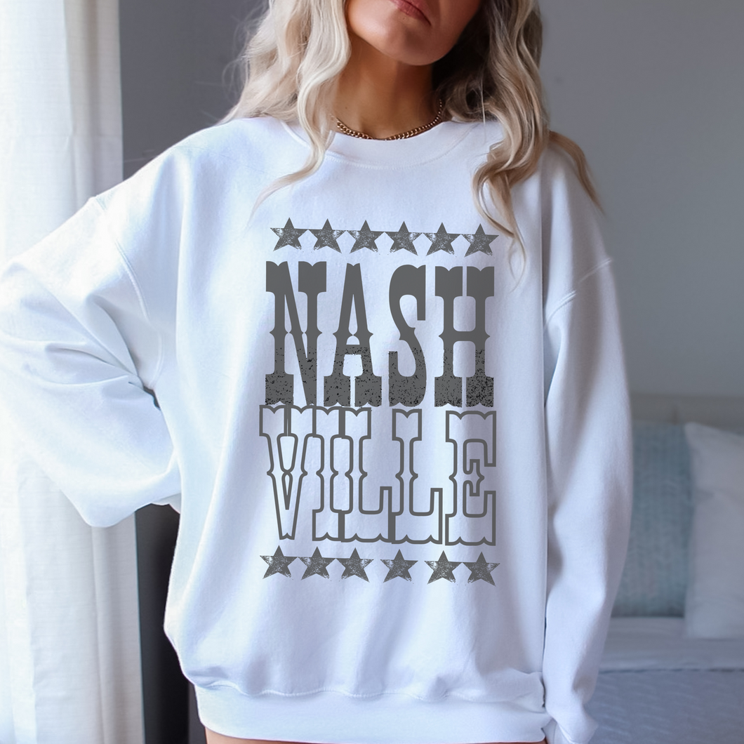 Retro Inspired Vintage Nashville Crewneck Sweatshirt, Retro, Distressed Design Unisex Pullover Trendy Music Shirt, Great Pullover Gift