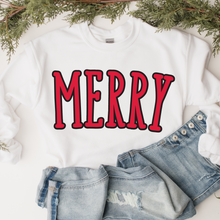 Load image into Gallery viewer, Women&#39;s Merry Christmas Crewneck Sweatshirt Cute Warm and Cozy Gildan® Pullover Oversize Design Christmas or Winter Shirt
