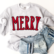 Load image into Gallery viewer, Women&#39;s Merry Christmas Crewneck Sweatshirt Cute Warm and Cozy Gildan® Pullover Oversize Design Christmas or Winter Shirt
