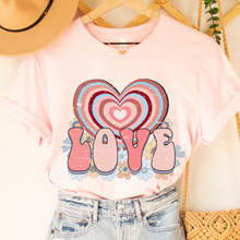 Load image into Gallery viewer, Women's Retro Valentine's Day T-Shirt in White, Pink, or Peach Bella Canvas Unisex Valentine's Gift Cute Vintage Valentine Love T-shirt
