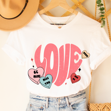 Load image into Gallery viewer, Women's Retro Valentine's Day T-Shirt in White, Pink, or Peach Bella Canvas Unisex Valentine's Gift Cute Vintage Valentine Love T-shirt
