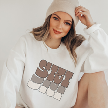 Load image into Gallery viewer, Ski Crewneck Sweatshirt on a Soft, Cozy Pullover Unisex-Size Sweatshirt in White, Sand, or Ash Winter Ski Pullover
