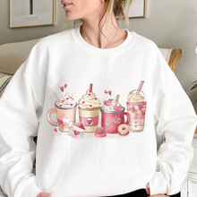 Load image into Gallery viewer, Valentine&#39;s Day  Unisex-Size Winter Crewneck Sweatshirt Winter Pullover Winter Hand Drawn Winter Coffees and Lattes
