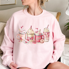 Load image into Gallery viewer, Valentine&#39;s Day  Unisex-Size Winter Crewneck Sweatshirt Winter Pullover Winter Hand Drawn Winter Coffees and Lattes
