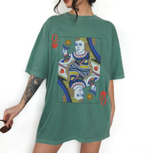 Load image into Gallery viewer, Queen of Hearts Comfort Colors® T-Shirt, T-Shirt Dress Shirt, Graphic Tee, Oversized print, BOHO, Queen Playing Card
