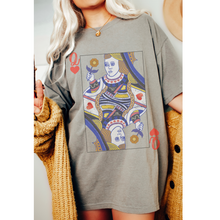 Load image into Gallery viewer, Queen of Hearts Comfort Colors® T-Shirt, T-Shirt Dress Shirt, Graphic Tee, Oversized print, BOHO, Queen Playing Card
