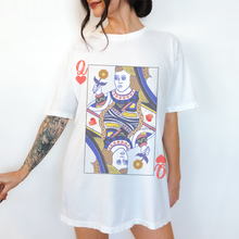 Load image into Gallery viewer, Queen of Hearts Comfort Colors® T-Shirt, T-Shirt Dress Shirt, Graphic Tee, Oversized print, BOHO, Queen Playing Card
