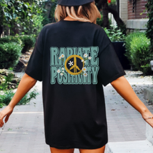 Load image into Gallery viewer, Radiate Positivity Unisex Comfort Colors® T-shirt, Women&#39;s Distressed, Retro, Positive Energy, Kindness T-Shirt, Black or Pepper with Black Design
