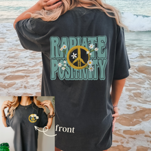 Load image into Gallery viewer, Radiate Positivity Unisex Comfort Colors® T-shirt, Women's Distressed, Retro, Positive Energy, Kindness T-Shirt, Black or Pepper
