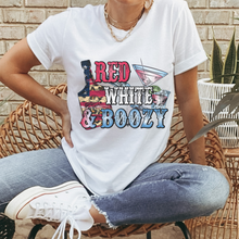 Load image into Gallery viewer, Women's Red White and Boozy T-Shirt or Tank, Fourth of July Shirt, July 4th Shirt, Funny Fourth of July Shirt Alcohol Tank or T-Shirt
