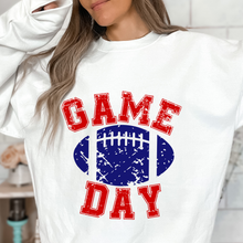 Load image into Gallery viewer, Game Day Unisex Women&#39;s or Men&#39;s White Hooded Distressed Football Design Sweatshirt or Hoodie
