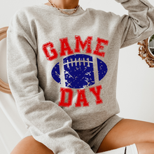 Load image into Gallery viewer, Game Day Unisex Women&#39;s or Men&#39;s White Hooded Distressed Football Design Sweatshirt or Hoodie
