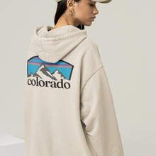 Load image into Gallery viewer, Women&#39;s Colorado Cozy Hooded Sweatshirt in White, Grey or Sand, Adventure, Ski, Skiing, Hiking Camping Hoodie Colorado Mountains Sweatshirt
