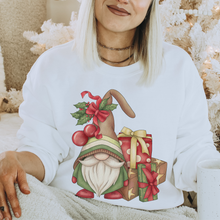 Load image into Gallery viewer, Christmas Crewneck Sweatshirt Women&#39;s Christmas Gnome White Ash Grey or Sand Cozy Gildan Christmas Pullover
