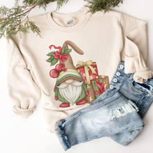 Load image into Gallery viewer, Christmas Crewneck Sweatshirt Women&#39;s Christmas Gnome White Ash Grey or Sand Cozy Gildan Christmas Pullover
