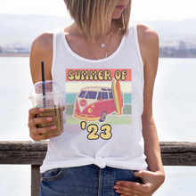 Load image into Gallery viewer, Summer of '23 T Shirt or Tank Women's White Retro Vintage Beach Tee or Racer-Back Tank July 4th Tee Cute Summer Vacation Shirt
