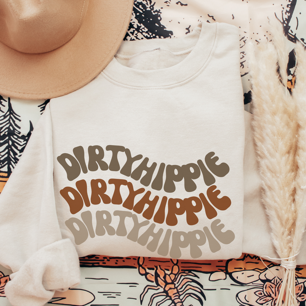 Dirty Hippie Sweatshirt, Unisex Retro Vintage Sweatshirt, Gift for Her Sweatshirt, White Sand Ash Gift