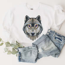 Load image into Gallery viewer, Watercolor Wolf Unisex Crewneck Sweatshirt A Beautiful Hand-Drawn Wolf on a Soft, Warm, Cozy Pullover
