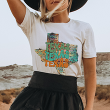 Load image into Gallery viewer, Women's Rustic Texas T-Shirt with Retro Design Gift for Souvenir or Trip Black or White Bella Canvas® Tee Fun Trip to Texas T-Shirt
