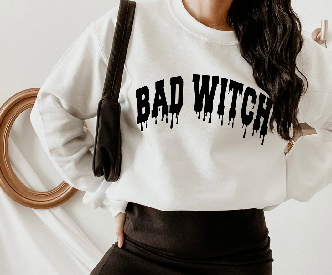 Bad Witch Halloween Crewneck Sweatshirt or T-Shirt Funny Women's Halloween Shirt Cozy Gildan Sweatshirt or Soft Bella Canvas T-Shirt