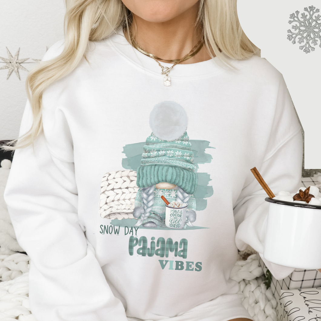 Snow Day Pajama Vibes Crewneck Sweatshirt, Hooded Sweatshirt or T-Shirt Winter Unisex Sized Women's Shirt Collection