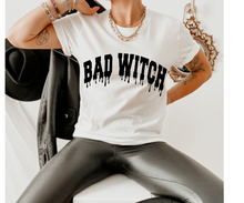 Load image into Gallery viewer, Bad Witch Halloween Crewneck Sweatshirt or T-Shirt Funny Women&#39;s Halloween Shirt Cozy Gildan Sweatshirt or Soft Bella Canvas T-Shirt
