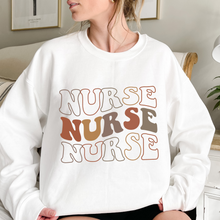 Load image into Gallery viewer, Women&#39;s Trendy Retro Nurse Unisex-Size Crewneck Sweatshirt Nursing Grad Gift Nurse Gift Graduation Gift Ash Sand or White Pullover
