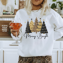 Load image into Gallery viewer, Christmas Shirt, Christmas Sweatshirt, Women&#39;s Merry and Bright, Cute Christmas shirt, Unisex Merry and Bright sweatshirt, Christmas trees
