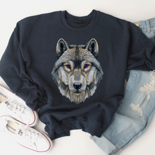 Load image into Gallery viewer, Watercolor Wolf Unisex Crewneck Sweatshirt A Beautiful Hand-Drawn Wolf on a Soft, Warm, Cozy Pullover

