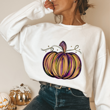 Load image into Gallery viewer, Watercolor Pumpkin Fall Crewneck Sweatshirt or T-Shirt Cute Warm and Cozy Autumn Gildan® Pullover or Soft Bella+Canvas® T-Shirt
