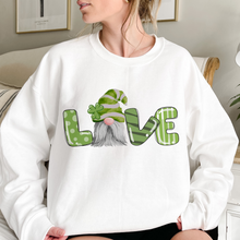 Load image into Gallery viewer, Women&#39;s St. Patrick&#39;s Day Gnome Unisex-Size Green Love White Crewneck Sweatshirt T-Shirt Cute Gnome Lover Pullover or Tee
