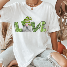 Load image into Gallery viewer, Women&#39;s St. Patrick&#39;s Day Gnome Unisex-Size Green Love White Crewneck Sweatshirt T-Shirt Cute Gnome Lover Pullover or Tee
