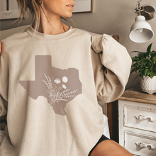 Load image into Gallery viewer, Texas Crewneck Sweatshirt Women&#39;s pullover State Unisex Shirt Pullover White, Sand or Ash Gift for Her
