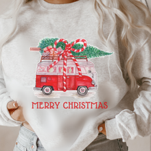 Load image into Gallery viewer, Christmas Vintage Van Crewneck Sweatshirt Women&#39;s Christmas Pullover Christmas Retro Van Crewneck Warm Cozy Gildan Pullover
