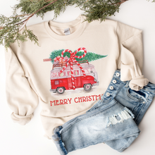 Load image into Gallery viewer, Christmas Vintage Van Crewneck Sweatshirt Women&#39;s Christmas Pullover Christmas Retro Van Crewneck Warm Cozy Gildan Pullover
