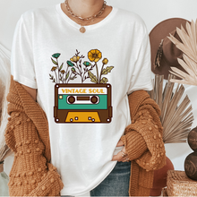 Load image into Gallery viewer, Women&#39;s Vintage Soul Eighties Cassette Tape T Shirt or Crewneck Sweatshirt Women&#39;s Unisex Cassette Tape Vintage Flowers Tee Gift for Her
