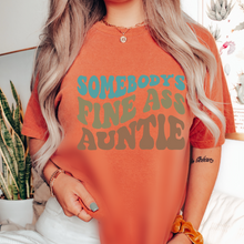 Load image into Gallery viewer, Women's Retro Auntie Unisex Garment-Dyed T-shirt Comfort Colors® Tee Gift for Aunt Gift for Sister Retro Auntie Design Green, Yam, Mustard, White

