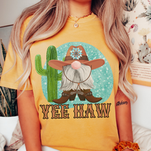 Load image into Gallery viewer, Yee Haw Comfort Colors® T-shirt, Spring Cowboy Gnome Design T-Shirt in Six Colors Trendy Western Summer Tee
