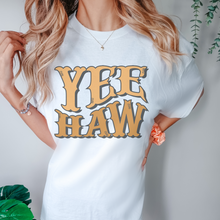 Load image into Gallery viewer, Yee Haw Tee, Trendy Comfort Colors® T-shirt, Spring or Summer Western Cowboy Design T-Shirt Gift in Six Colors, Fun, Trendy T-Shirt
