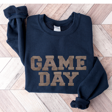 Load image into Gallery viewer, Women&#39;s Game Day Heavy Blend™ Crewneck Sweatshirt Faux Embroidery Ink Graphic Game Day Design Cozy Navy, Black, Ash or Sand Pullover
