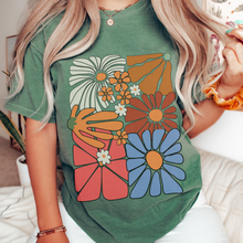 Load image into Gallery viewer, Always Free Shipping! Trendy Comfort Colors® Retro, Groovy, Flowers T-shirt, Spring or Summer Green, Pepper, Crimson, Yam, Mustard or White T-Shirt
